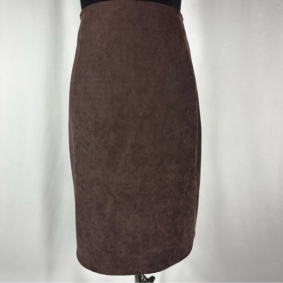 VINTAGE BROWN SUEDE LIKE PENCIL SKIRT - Picture 2 of 13